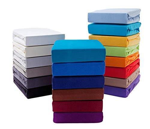 Hometex Premium Textiles Spannbettlaken Spannbetttuch bis 23 cm Steghöhe | Bettlaken Jersey aus 100% Baumwolle | 140-160x200 cm Grau | ÖKO-TEX Standard | Viele Größen und Farben erhältlich