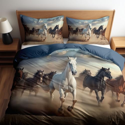 Bettwäsche Staubblau Bettbezüge Tiere Wüste Pferde Muster, Bettwäsche-Sets 155 x 220 cm Reißverschluss Weich und Bügelfrei Wende bettwäsche geeignet Schlaf Zimmer Bettwäsche Staubblau Bettbezüge Tiere Wüste Pferde Muster, Bettwäsche-Sets 155 x 220 cm Reißverschluss Weich und Bügelfrei Wende bettwäsche geeignet Schlaf Zimmer
