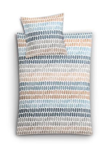 Kleine Wolke Bettwäsche Solid Mako-Satin Sand-beige-blau Größe 1x 155x220 cm + 1x 80x80 cm