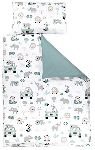 TupTam Kinder Bettwäsche Gemustert 2-Teilig Wendebettwäsche, Farbe: Zoo Grün, Größe: 135x100 cm TupTam Kinder Bettwäsche Gemustert 2-Teilig Wendebettwäsche, Farbe: Zoo Grün, Größe: 135x100 cm