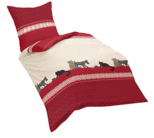 Fleuresse Microflausch Bettwäsche, rot, 135 x 200 cm