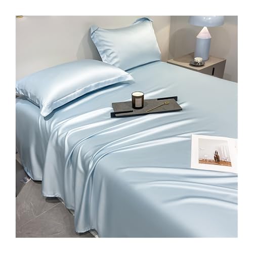 RUZGAR Tencel Bettlaken ohne Gummizug 100% Eukalyptus-Lyocell Betttuch Laken Leintuch ohne Gummi für heiße Schläfer Weicher als Baumwolle Kühlend (Color : Blue, Size : 180x230cm)