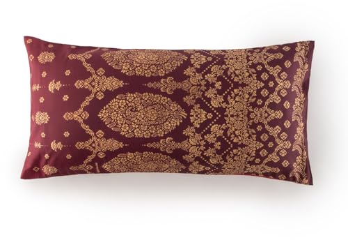  Satin Bettwäsche Garnitu r Gold Decor (Bordeaux R1, 40x80)