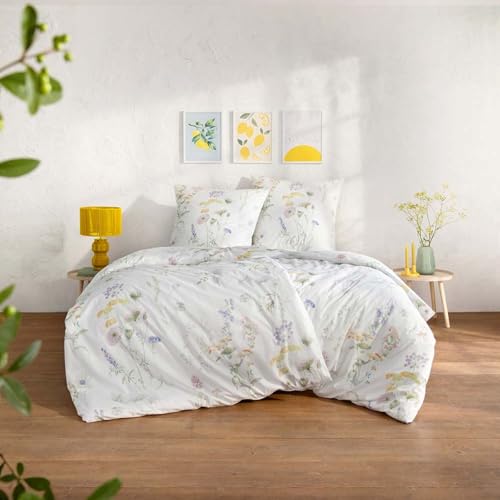 ESTELLA Mako-Batist Bettwäsche 135x200 Primavera weiß Wiesenblumen 2205-985 ESTELLA Mako-Batist Bettwäsche 135x200 Primavera weiß Wiesenblumen 2205-985