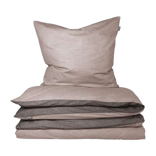 Schiesser Wendebettwäsche Doubleface Silber-Anthrazit 135x200cm, 100%Baumwolle
