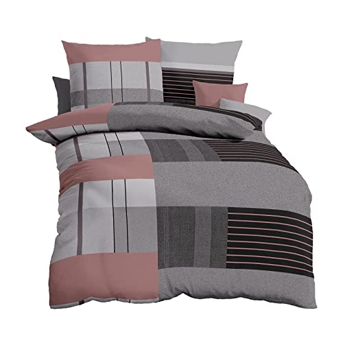 Kaeppel Biber Bettwäsche Straight anthrazit 1 Bettbezug 155 x 220 cm + 1 Kissenbezug 80 x 80 cm