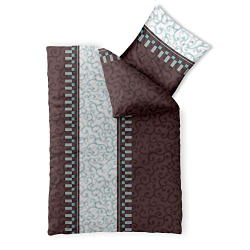 CelinaTex Fashion Bettwäsche 155x220 cm 2teilig Baumwolle, Bettgarnitur für Sommer und Winter, Ganzjährig, Bettbezug, Bettenset, Schöner Wohnen Jendra Ornamente Braun Weiß Türkis