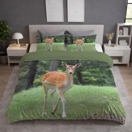 Generisch Bettwäsche 200 x 200 cm Braun – Fotografie Gras Mikrofaser Bettbezug Reißverschluss, Deckenbezug + Kissenbezüge, weich atmungsaktiv pflegeleicht, für Teenager Erwachsene