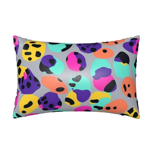 Satin-Kissenbezug, buntes Leopardenmuster, seidige Kissenbezüge für Haar und Haut, mit Reißverschluss, Punkte, kühlender Kissenbezug für Bettwäsche, Wohnzimmer, Sofa, 50 x 75 cm