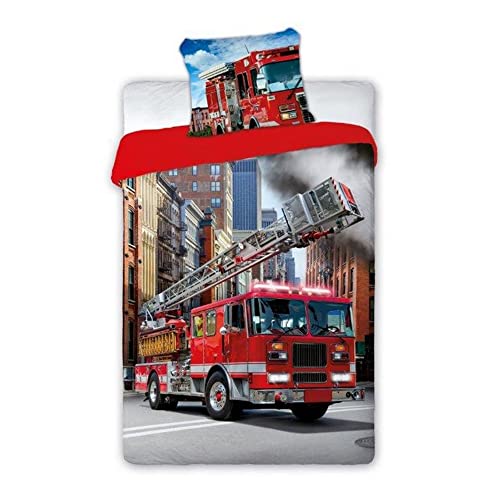 SaYes Bettwäsche mit Feuerwehrauto, 100% Baumwolle, 140 x 200 cm, 70 x 90 cm SaYes Bettwäsche mit Feuerwehrauto, 100% Baumwolle, 140 x 200 cm, 70 x 90 cm