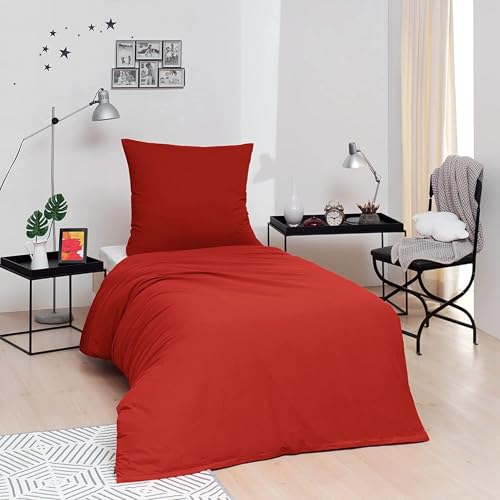 Brielle Bettwäsche aus 100% Baumwolle 135 x 200 cm - Bettwäsche-Set Renforce Rot, hohe Qualität, weich, einfarbig mit Öko-Tex-Zertifizierung