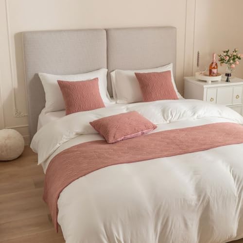 UEGFSIJRF Moderne Bettüberwürfe for das Fußende des Bettes, Premium-Bettläufer, 5-Sterne-Hotelqualität, luxuriöse Bettwäsche, mehrfarbige Optionen(Pink,17.71 * 94.49in)