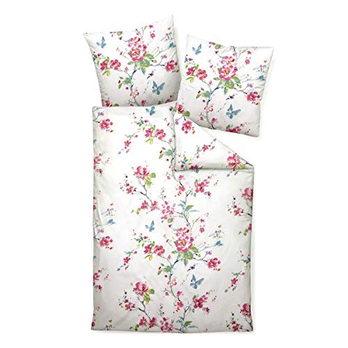  Mako Satin Bettwäsche Moments 98050 rosa türkis 1 Bettbezug 155 x 200 + 1 Kissenbezug x