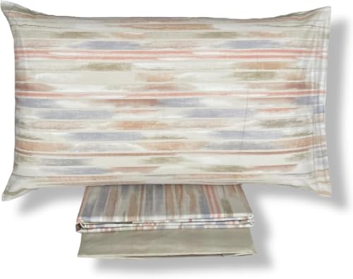 Bassetti Bettwäsche-Set für Doppelbett aus Baumwolle mit 4 Kissenbezügen 50 x 80 cm, Oberlaken 240 x 280 cm, Spannbettlaken 175 x 200 cm, Bettwäsche-Set für Doppelbett – Upright Beige