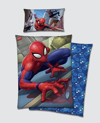 Spiderman Marvel Bettwäsche mit Bettbezug für Einzelbett aus Baumwolle 160 x 210 cm und einem Kissenbezug 65 x 100 cm