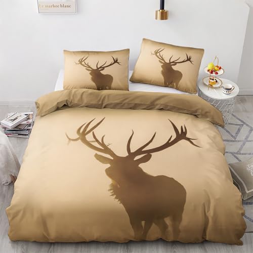 NIYAKA Weiche Bettwäsche 135x200 Hirsch Set 2teilig | Bettbezug Tiere Hirsch mit Kissenbezug 80x80 cm | Mikrofaser Wendebettwäsche mit Reißverschluss, Kuschelig & Pflegeleich