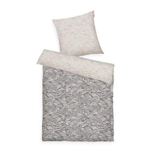 Herding Tom Tailor Soft-Renforcé-Bettwäsch e, 80x80 cm + 135x200 cm, 100% Baumwolle/Renforcé, Bold Check Beige, Dunkelblau, Weiß (Dark Navy & Sunny Sand & Off White)