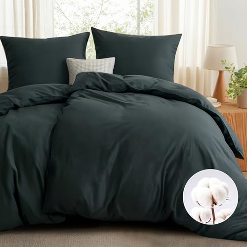 RUIKASI Bettwäsche 135x200 Grau Baumwolle - Baumwolle Bettwäsche-Sets 135x200cm 4teilig mit Reißverschluss, Baumwollbettwäsche 2er Set Anthrazit Cotton, weich und atmungsaktiv