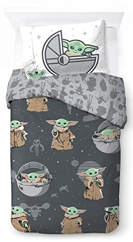 Jay Franco Star Wars The Mandalorian The Cutest Bounty Bettwäsche-Set für Einzelbett, 100 % Baumwolle, inkl. Kissenbezug