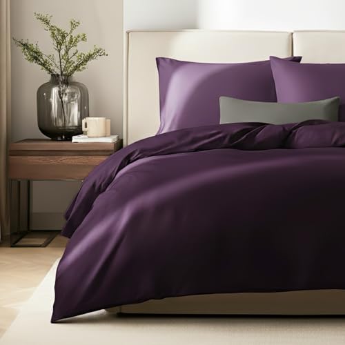 SALAD HOUSE Bettwäsche Set 135x200 I 100% Ägyptische 400 TC I Luxuriös, Kühlend, Seidig Glatt, Gekämmt, Lila I Oeko TEX Standard 100, Anti Pilling, Langlebig
