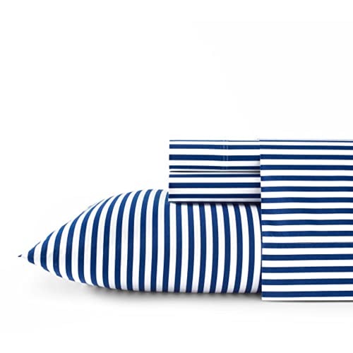 Marimekko Bettlaken Bettwäsche-Set aus Baumwollperkal, knackig und kühl, leicht und atmungsaktiv, Baumwolle, AJO Blue, Queen