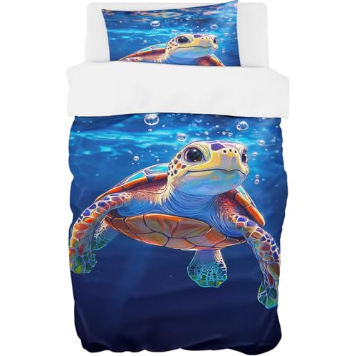 YISUMEI Bettwäsche 135x200 Set - Bemalter Meeresbrater - Mikrofaser Bettbezug 2er Set 135x200 cm + 1 Kissenbezug 80x80 cm