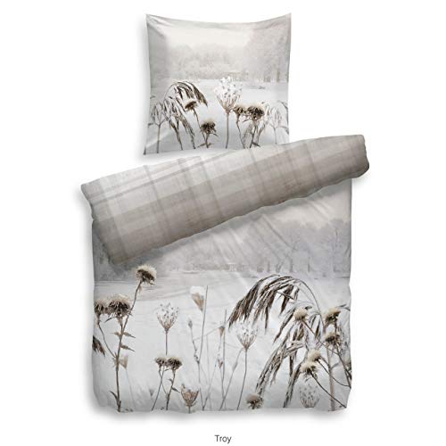 Heckett Lane Bettwäsche 100% Baumwolle Troy 135x200 (80x80) Naturell