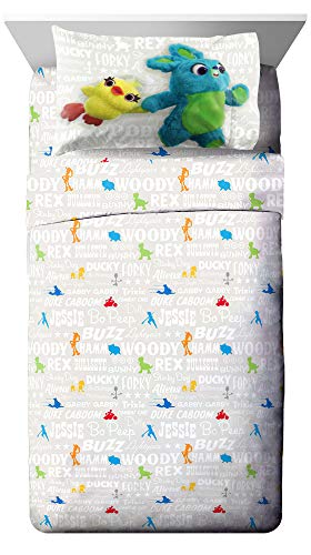Disney Pixar Toy Story 4 All The Toys Bettwäsche-Set für Doppelbetten – 3-teiliges Set, mit Woody & Buzz Lightyear, lichtbeständige Mikrofaser-Bettlaken (offizielles Disney Pixar-Produkt)