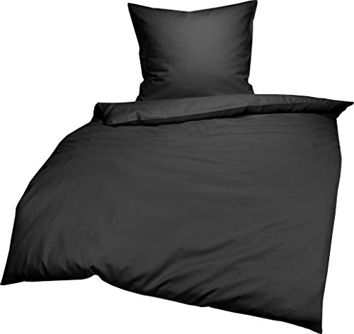 Lorena Mako-Satin Bettwäsche Venedig anthrazit 1 Bettbezug 200 x 200 cm + 2 Kissenbezüge 80 x 80 cm