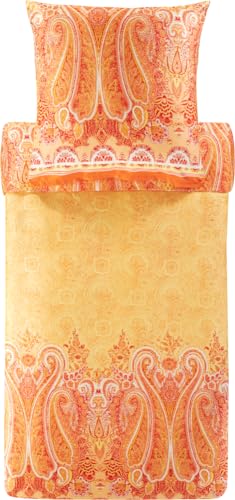 Bassetti MERGELLINA Bettwäsche + 1 Kissenhülle aus 100% Baumwollsatin in der Farbe Orange O1, Maße: 155x220 cm - 9327405