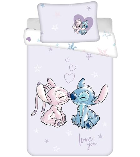 Jerry Fabrics Lilo und Stitch Baby lila Wende Bettwäsche Kopfkissen Bettdecke Set 100x135cm Kleinkind