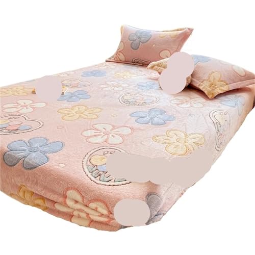 WAJJWI 1-teiliges Spannbettlaken, Winter-Spannbettlaken, warme Bettdecke, Schlichter Stil, Bettwäsche-Couvre Lit (ohne Kissenbezug) für Bett Shaggy und Plüsch(Pink,120x200x25cm )