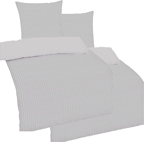 KH-Haushaltshandel 4-TLG. Seersucker Bettwäsche 2X 135x200 + 2X 80x80 cm, Uni einfarbig, Silber-grau, Reissverschluß, bügelfrei, Microfaser (60354) KH-Haushaltshandel 4-TLG. Seersucker Bettwäsche 2X 135x200 + 2X 80x80 cm, Uni einfarbig, Silber-grau, Reissverschluß, bügelfrei, Microfaser (60354)