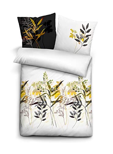 biberna 0636160 Bettwäsche Garnitur mit Kopfkissenbezug Mako-Baumwoll-Satin 1x 135x200 cm + 1x 80x80 cm weiß