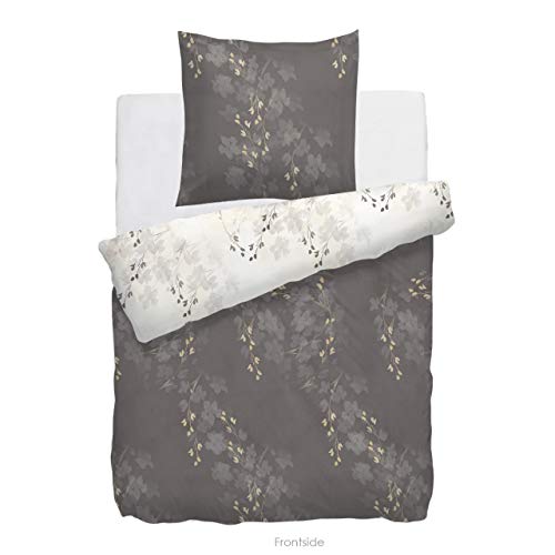 HNL Living Porana Bettwäsche mit Velvet Touch 135x200 + 1x 80x80 Taupe