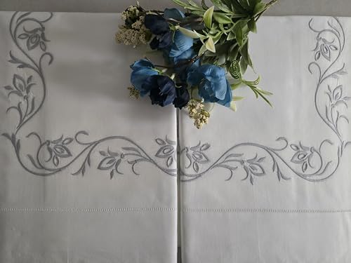 Bettwäsche bestickt aus reiner Baumwolle Perkal Stickerei voller Stich