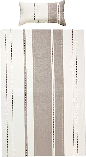 Janine Bettwäsche Mako-Soft-Seersucker Kiesel-weiß Größe 1x 135x200 cm + 1x 40x80 cm