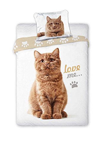 Faro 2 TLG Cat Katzen Jugend Bettwäsche Baumwolle Best Friends 006 140x200, Mehrfarben, 200 x 140 cm