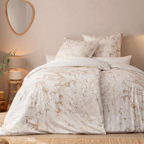 ESTELLA Mako Satin Bettwäsche Set - Bettgarnitur 100% feinste Baumwolle - Trocknerfest - Garantie Reißverschluss - 135x200 cm + 80x80 cm + 40x80 cm - Design: Raphael Elfenbein