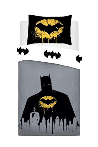 Lifestyle Production Bettwäsche-Set für Kinder, Motiv Batman, dunkel gestrickt, wendbar, Bettdeckenbezug mit Kissenbezügen, Batman Dark Knight, Einzelbett Lifestyle Production Bettwäsche-Set für Kinder, Motiv Batman, dunkel gestrickt, wendbar, Bettdeckenbezug mit Kissenbezügen, Batman Dark Knight, Einzelbett