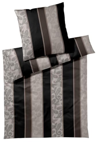 JOOP! Mako-Satin-Bettwäsche-Ga rnitur Paisley Stripes Farbe Black Größe 135x200+40x80