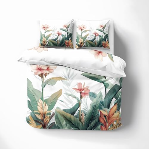 Generisch Bettwäsche 135x200 Frühling Blumen Motiv 2tlg, Bettbezug Blümchen Deko, Weiche Microfaser Deckenbezug 135 x 200, Kissenbezug 80x80, mit Reißverschluss - ASD913