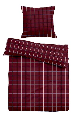 TOM TAILOR 0007715 Bettwäsche Garnitur mit Kopfkissenbezug Flanell TIME 1x 155x200 cm + 1x 80x80 cm, Barolo