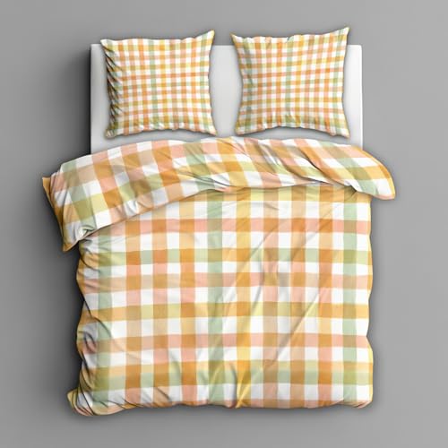 Generisch Bettwäsche 140x200 Landhaus Karomuster - Schlafzimmer Deko Bettbezug 140 x 200 2tlg Bauernhaus Grün Gelb Kariert Muster, 1 Kissenbezug 70x90, mit Reißverschluss, Weich Mikrofaser LF#340 Generisch Bettwäsche 140x200 Landhaus Karomuster - Schlafzimmer Deko Bettbezug 140 x 200 2tlg Bauernhaus Grün Gelb Kariert Muster, 1 Kissenbezug 70x90, mit Reißverschluss, Weich Mikrofaser LF#340