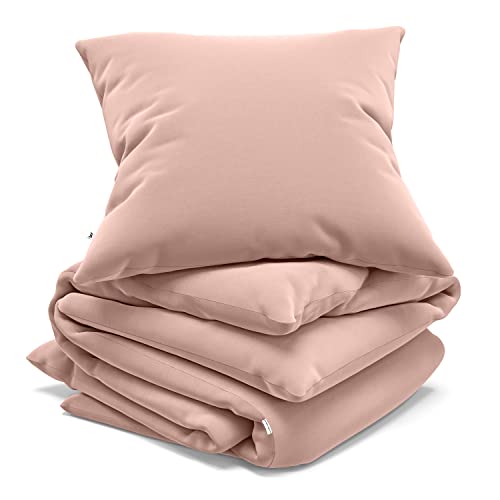 Wolkenfeld Bettwäsche 135x200 4teilig rosa - kuschelig weich & bügelfrei - 2X Bettbezug + 2X Kissenbezug 80x80 - Ganzjahres Bettwäsche-Sets