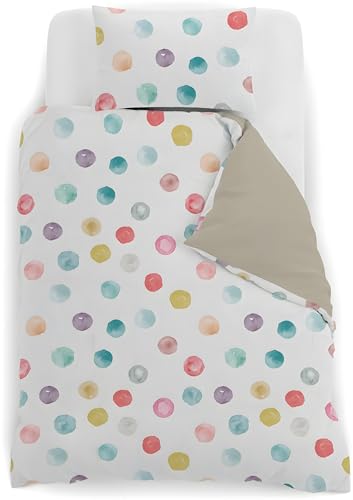 Generisch Bettwäsche 200x220 Aquarell-Punkte Wende Motiv 3tlg, Schlafzimmer Deko, Sanft Bettbezug und 2 Kissenbezug 80x80, Weiche Mikrofaser Deckenbezug mit Reißverschluss GE299