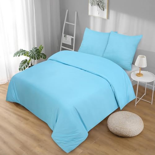 Softex Royal Microfaser Bettwäsche, 155 x 200. cm, Hellblau, weich, anschmiegsam und bügelfrei, 2-teiliges Set: 1 Bettbezug + 1 Kissenbezug, 80 x 80 cm