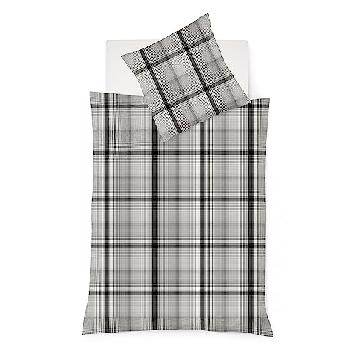  gewebte Edelflanell Bettwäsche Lech Raisio grau 1 Bettbezug 135 x 200 cm + 1 Kissenbezug 80 x 80 cm