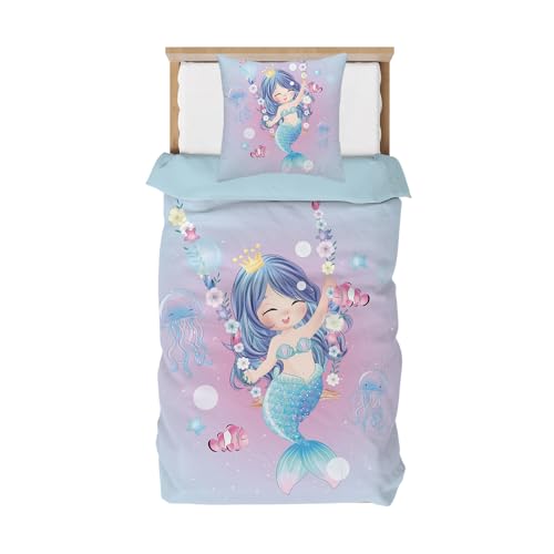 ZTYROLJ Bettwäsche 135x200 für Mädchen Kinder, Microfiber Meerjungfrau Bettwäsche Set, Süßes Cartoon kinderbettwäsche + 80x80 Kissenbezüge ZTYROLJ Bettwäsche 135x200 für Mädchen Kinder, Microfiber Meerjungfrau Bettwäsche Set, Süßes Cartoon kinderbettwäsche + 80x80 Kissenbezüge