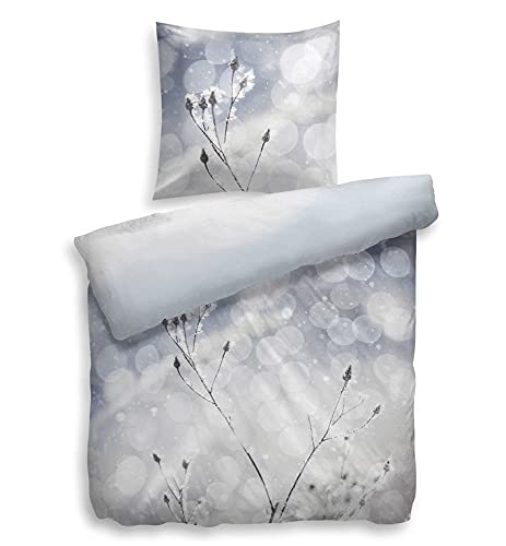Heckett Lane Mako-Satin Wendebettwäsche Olin 135x200 (80x80) Blau